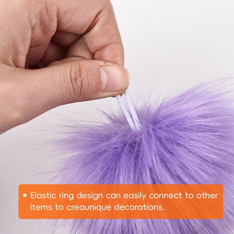 Daieeparty Daieparty 24 Pcs Bright Color Faux Fur Pom Pom Balls,Fluffy Pompom Balls with Elastic Loop Ball Detachable Knitting Accessories for Knitting Hats Beanies Shoes,Scarves,Glove - Image 3